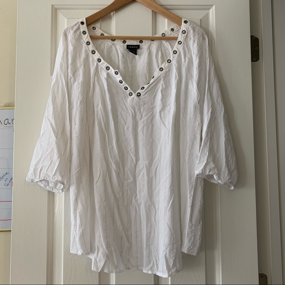 Peasant Style Striped Shimmer Top